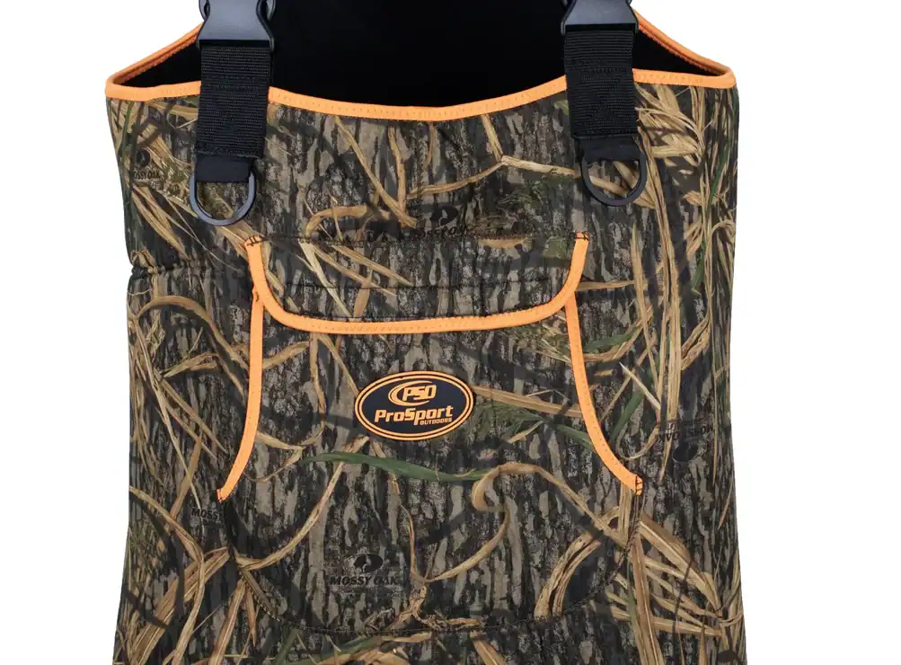 Neoprene Waders - Mossy Oak Shadow Grass Camo with Neon Orange Trim